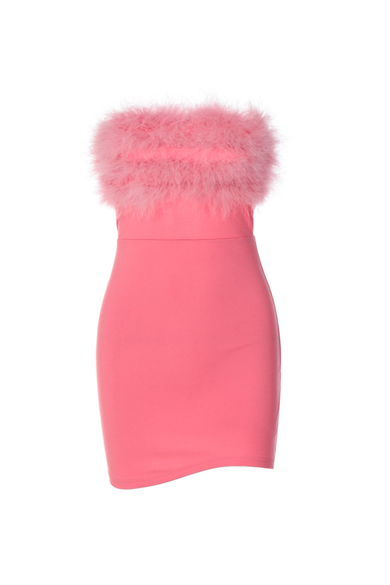 Strapless Backless Dress with Fuzzy Detail InsStreet