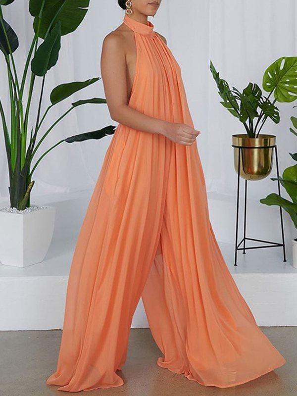 Halter Chiffon Jumpsuit Ins Street