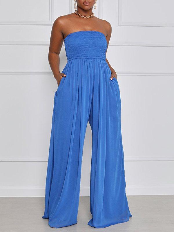 Bandeau Wide-Leg Jumpsuit Ins Street