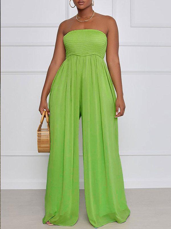 Bandeau Wide-Leg Jumpsuit Ins Street