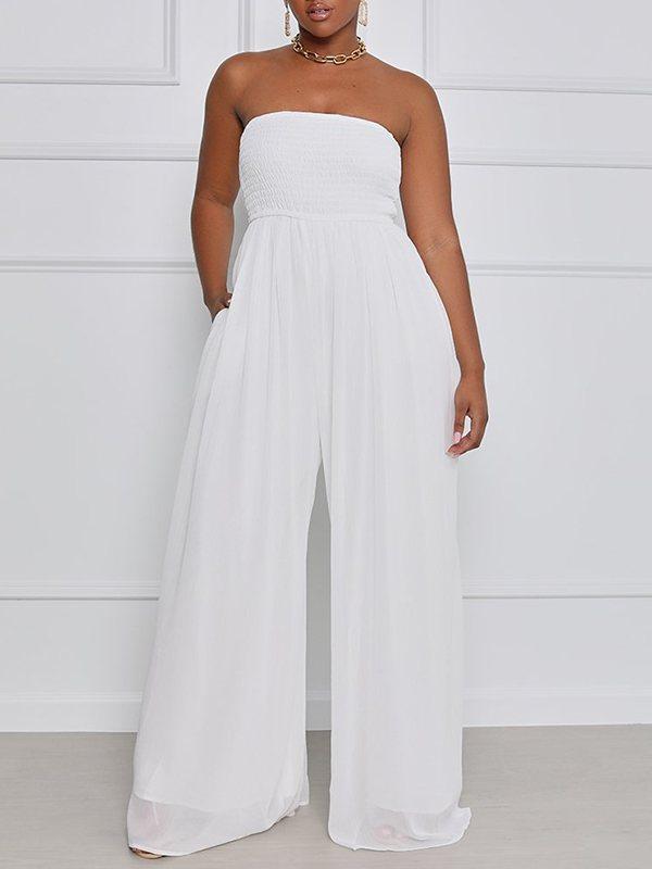 Bandeau Wide-Leg Jumpsuit Ins Street