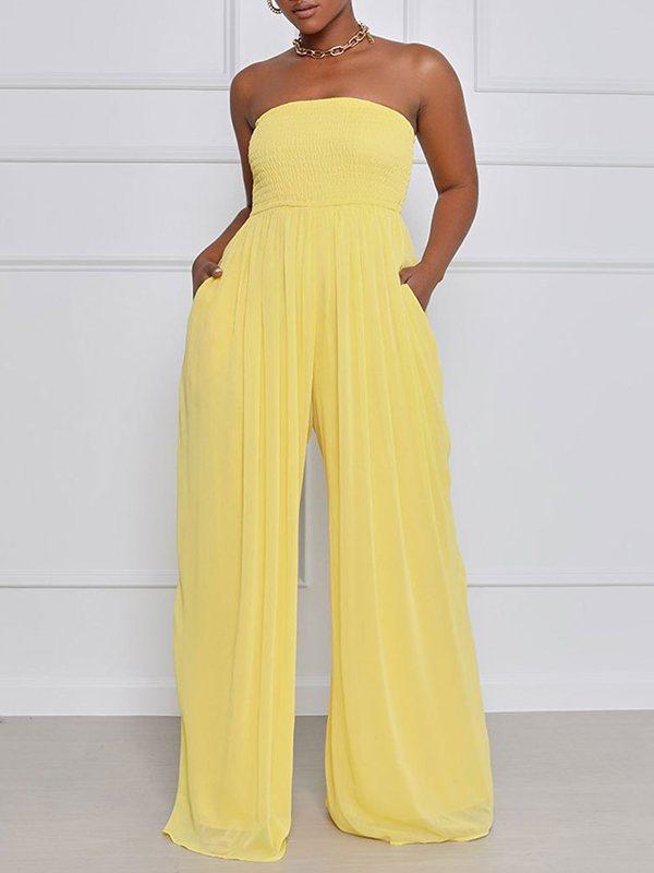 Bandeau Wide-Leg Jumpsuit Ins Street