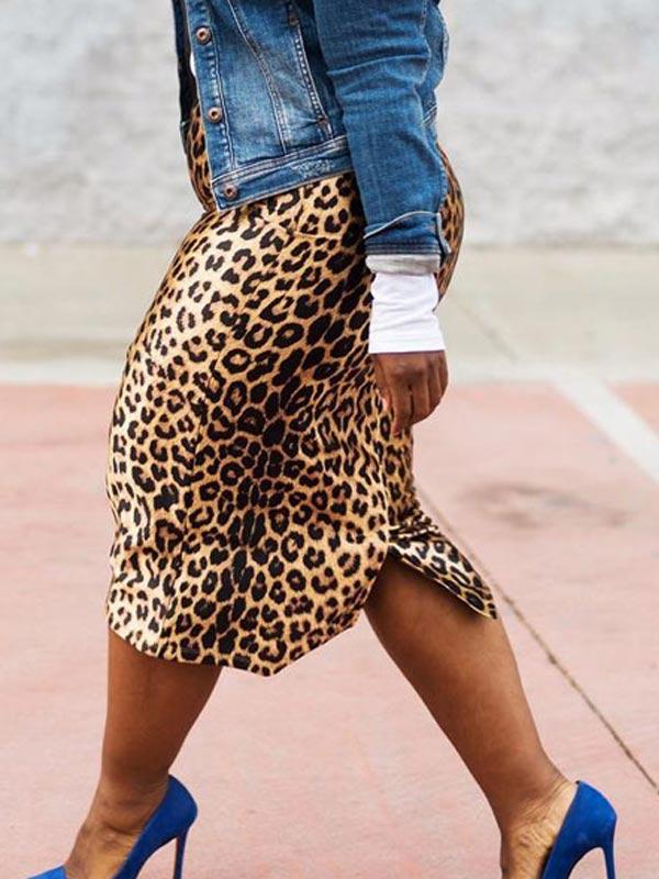 Leopard Pencil Skirt Ins Street