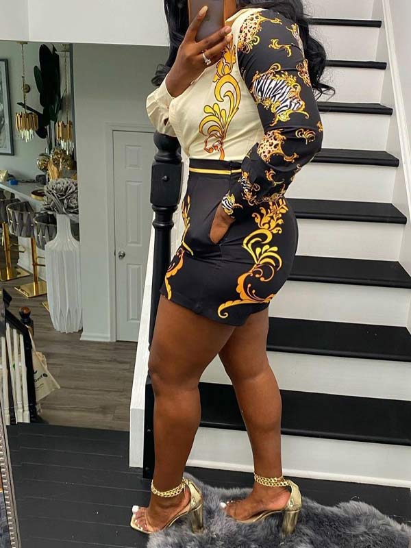 Printed Shirt & Shorts Set--Clearance Ins Street