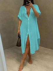 Mandarin-Collar Shirt Dress--Clearance Ins Street