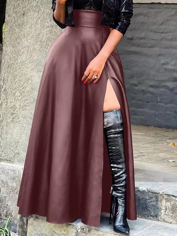 Slit Faux-Leather Skirt --Clearance Ins Street