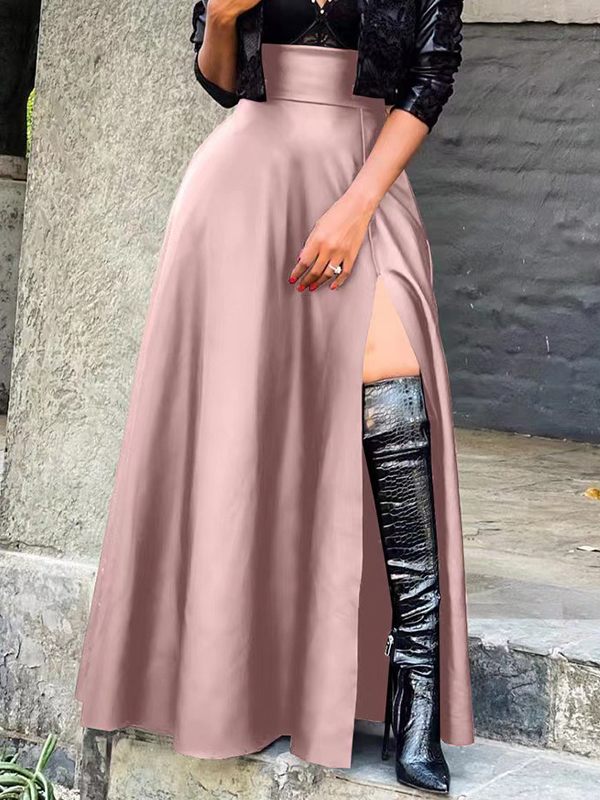 Slit Faux-Leather Skirt --Clearance Ins Street