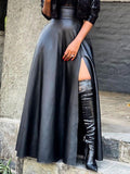 Slit Faux-Leather Skirt Ins Street
