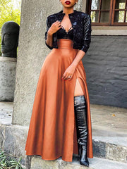 Slit Faux-Leather Skirt Ins Street