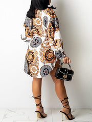 Printed Belted Shirt Dress Ins Street