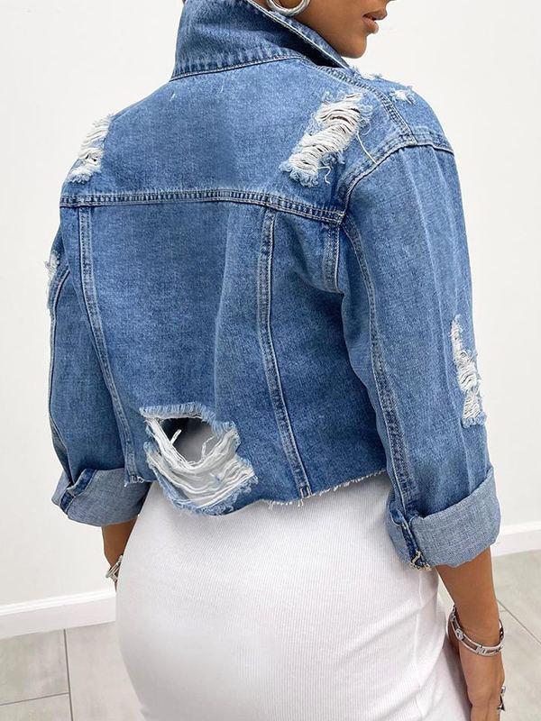 Distressed Denim Jacket Ins Street