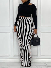 Fringe Combo Stripe Skirt Ins Street