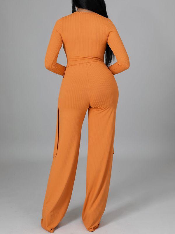 Ribbed Asymmetric Top & Pants Set--Clearance Ins Street