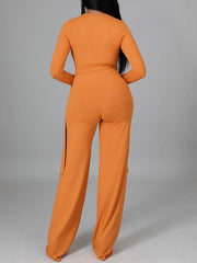 Ribbed Asymmetric Top & Pants Set--Clearance Ins Street