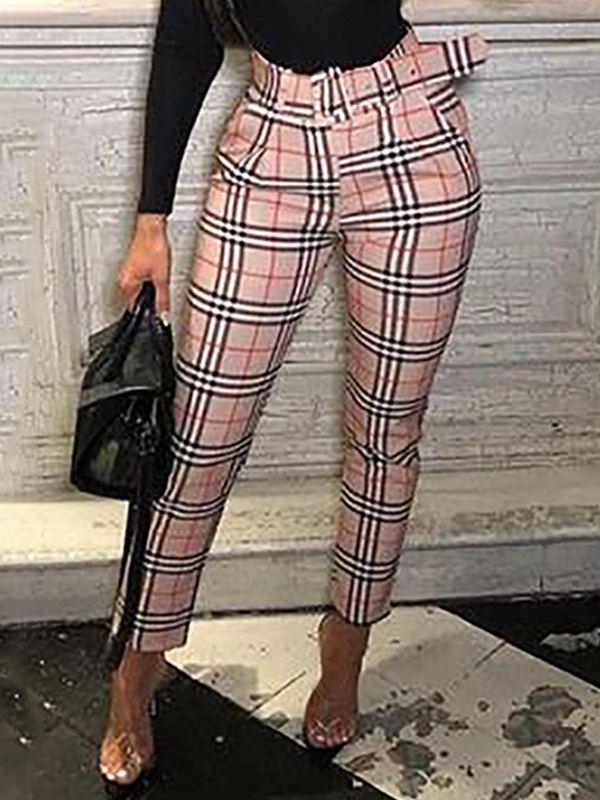 Plaid Belted Pants Ins Street