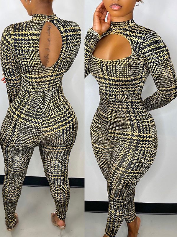 Printed Cutout Jumpsuit Ins Street