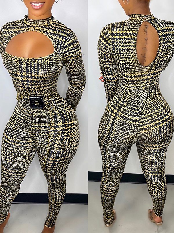 Printed Cutout Jumpsuit Ins Street