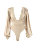 Puff-Sleeve Plunge Bodysuit--Clearance Ins Street
