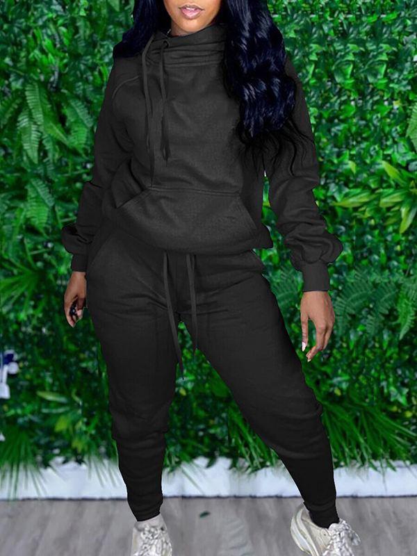 Solid Side-Drawstring Hoodie & Jogger Pants Set Ins Street