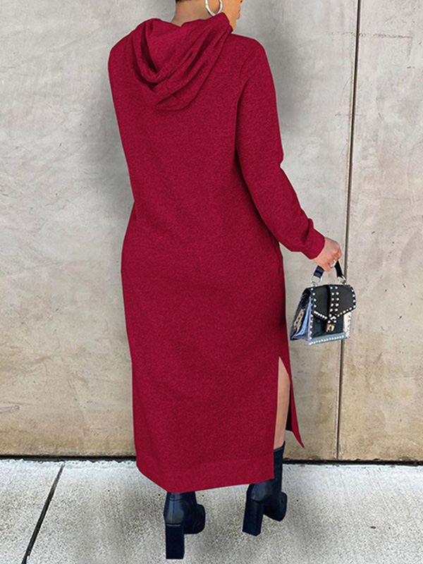 Slit Hoodie Dress Ins Street