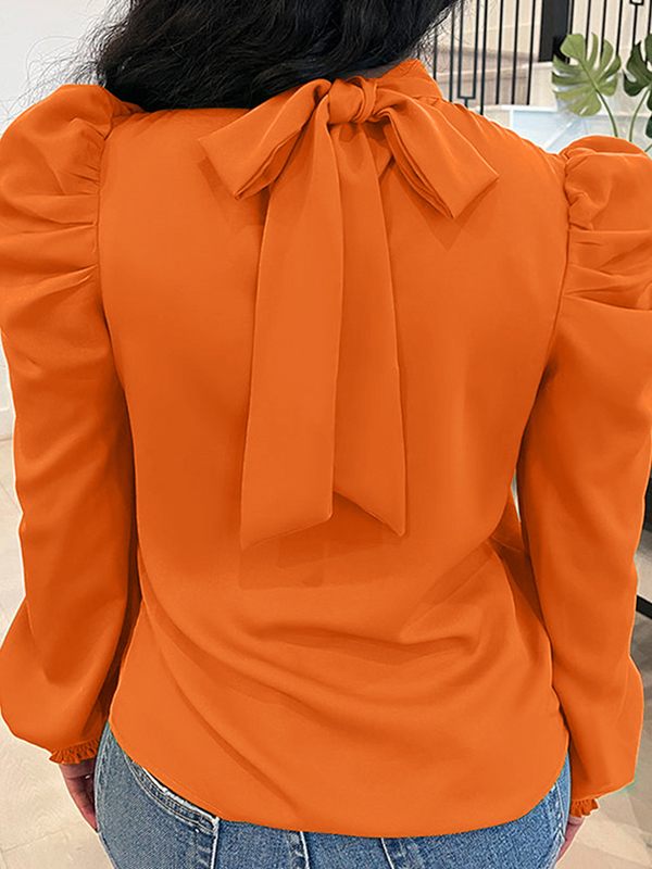 Tied-Back Puff-Sleeve Top Ins Street