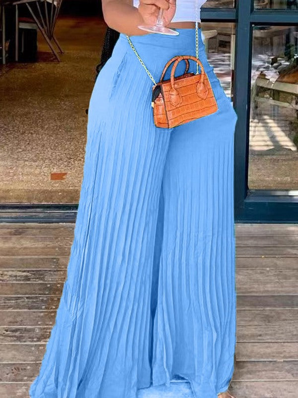 Pleated Wide-Leg Pants Ins Street