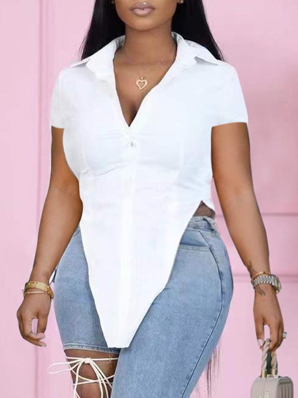 Solid Slit Shirt Ins Street