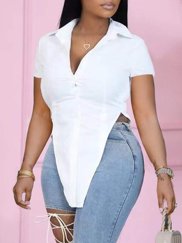 Solid Slit Shirt Ins Street