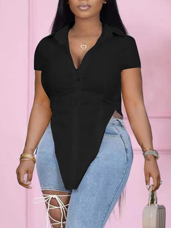 Solid Slit Shirt Ins Street