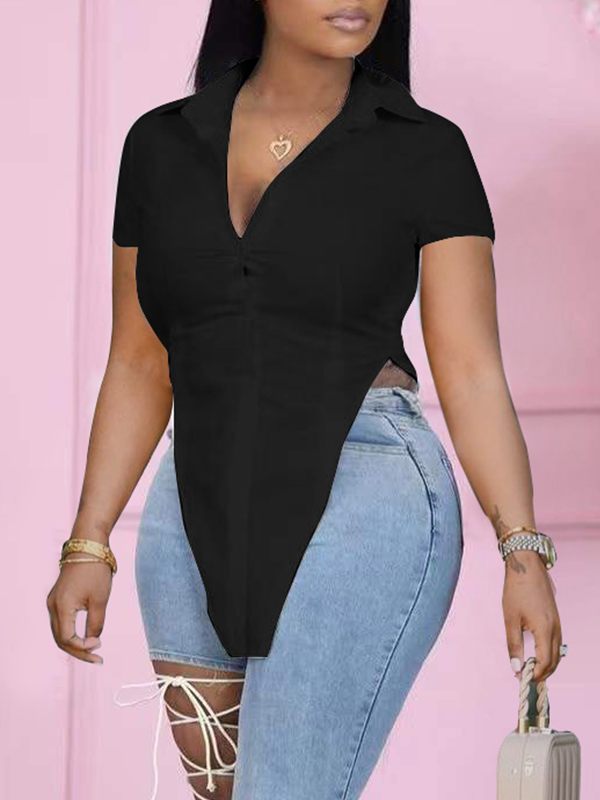 Solid Slit Shirt Ins Street