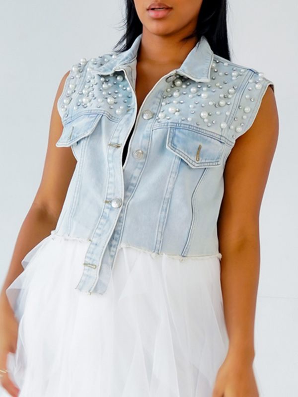 Studded Denim Vest Ins Street