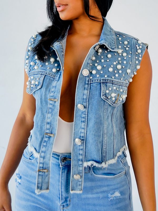 Studded Denim Vest Ins Street