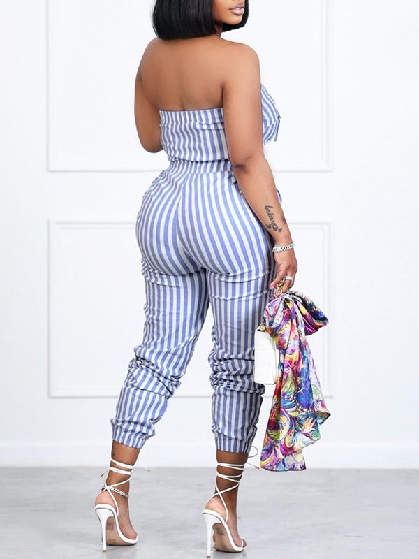 Stripe Strapless Jumpsuit Ins Street