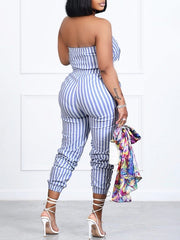 Stripe Strapless Jumpsuit Ins Street