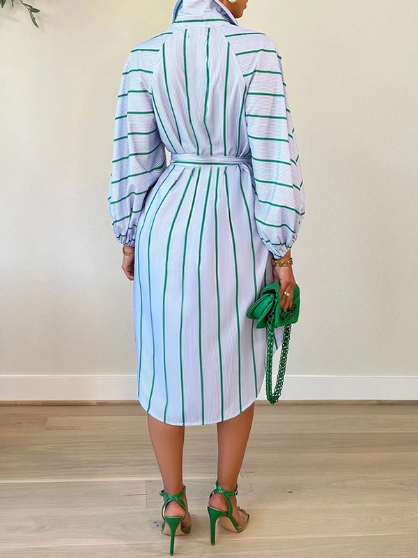 Stripe Tied Shirt Dress Ins Street