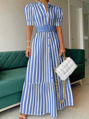 Puff-Sleeve Shirt Dress Ins Street