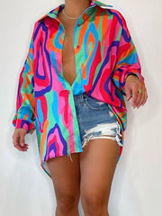 Multicolor Printed Shirt Ins Street