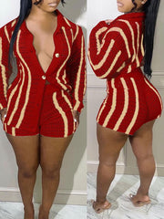 Stripe Knit Shirt & Shorts Set Ins Street