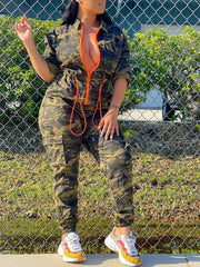 Camo Zip-Front Jumpsuit Ins Street