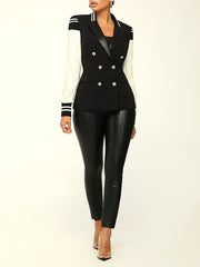 Faux Leather Combo Blazer--Clearance Ins Street