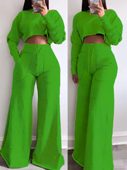 Raw-cut Sweatshirt & Wide-Leg Pants Set Ins Street