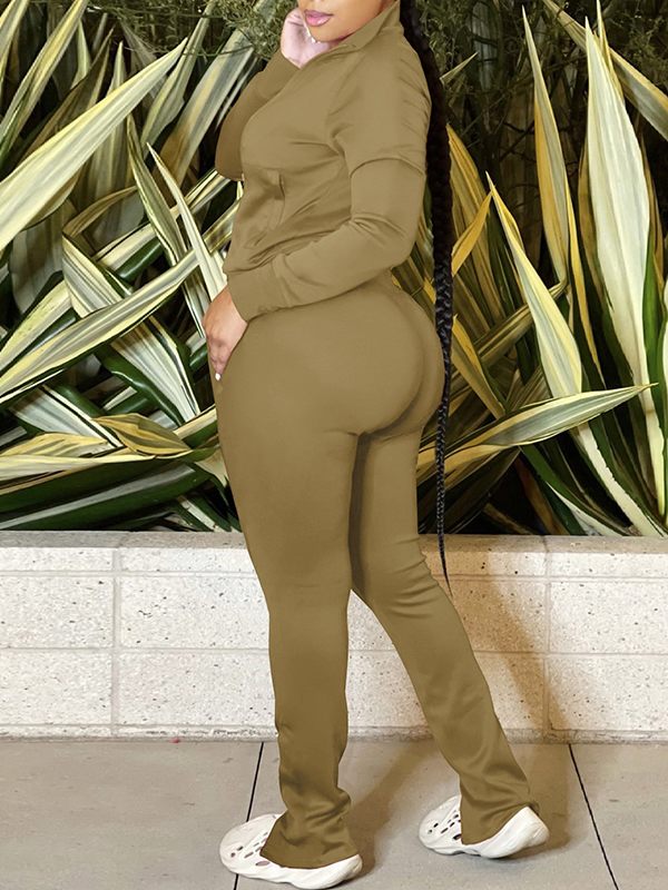 Zip-Front Jacket & Slit Pants Set Ins Street