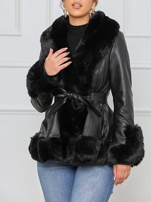 Faux Fur & Faux Leather Jacket Ins Street