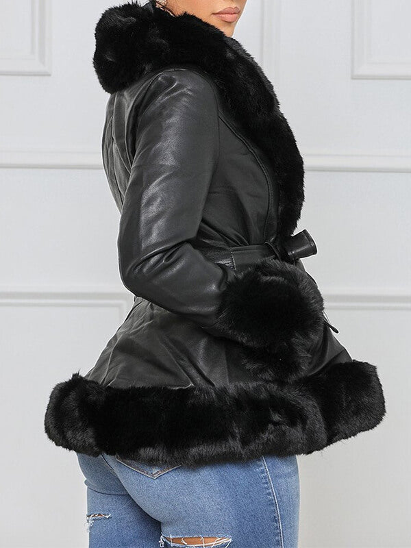 Faux Fur & Faux Leather Jacket Ins Street