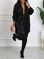 Sequin Shirt Dress Ins Street