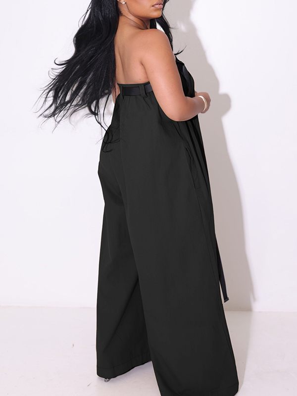 Strapless Belted Jumpsuit Ins Street