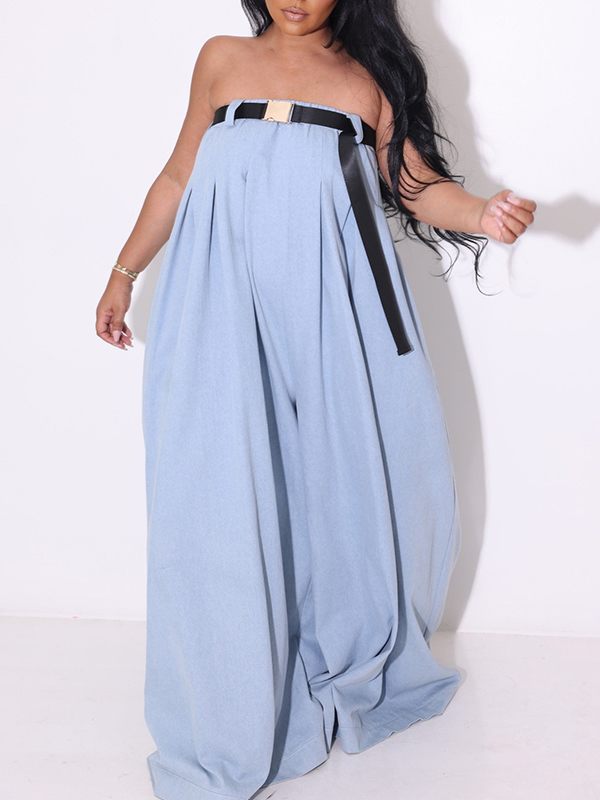 Strapless Belted Jumpsuit Ins Street