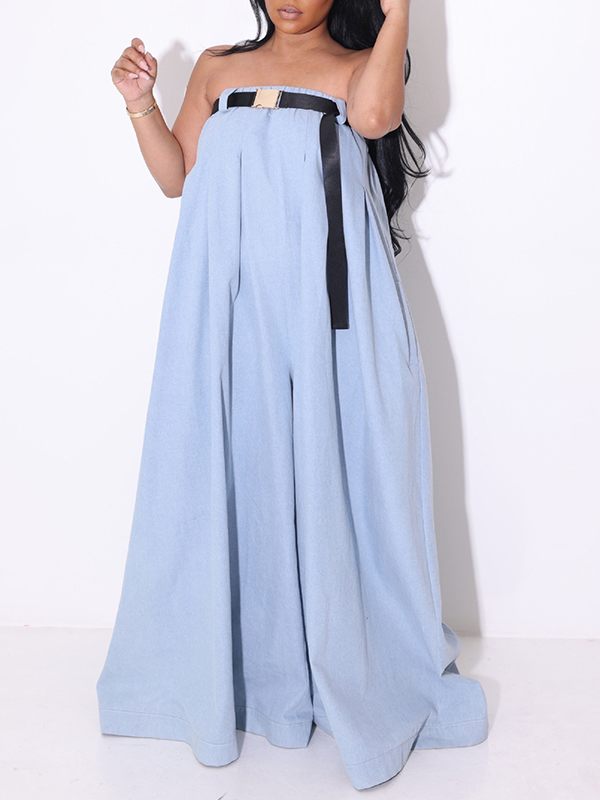 Strapless Belted Jumpsuit Ins Street