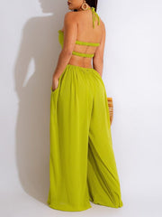 Halter Wide-Leg Jumpsuit Ins Street