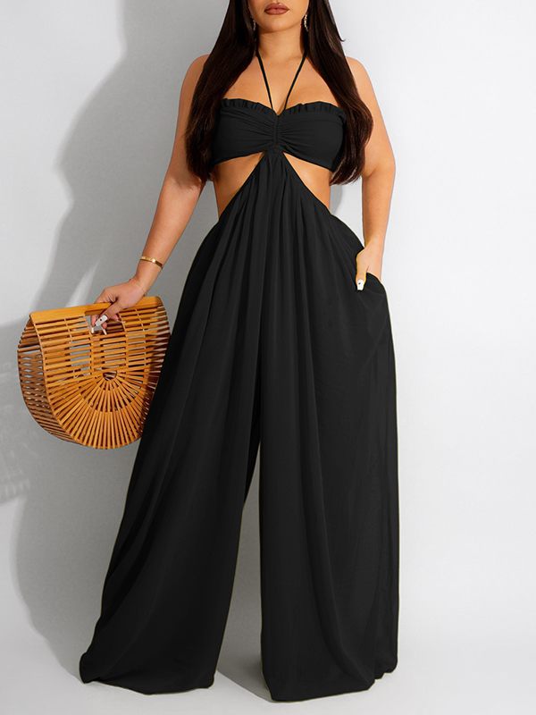 Halter Wide-Leg Jumpsuit Ins Street